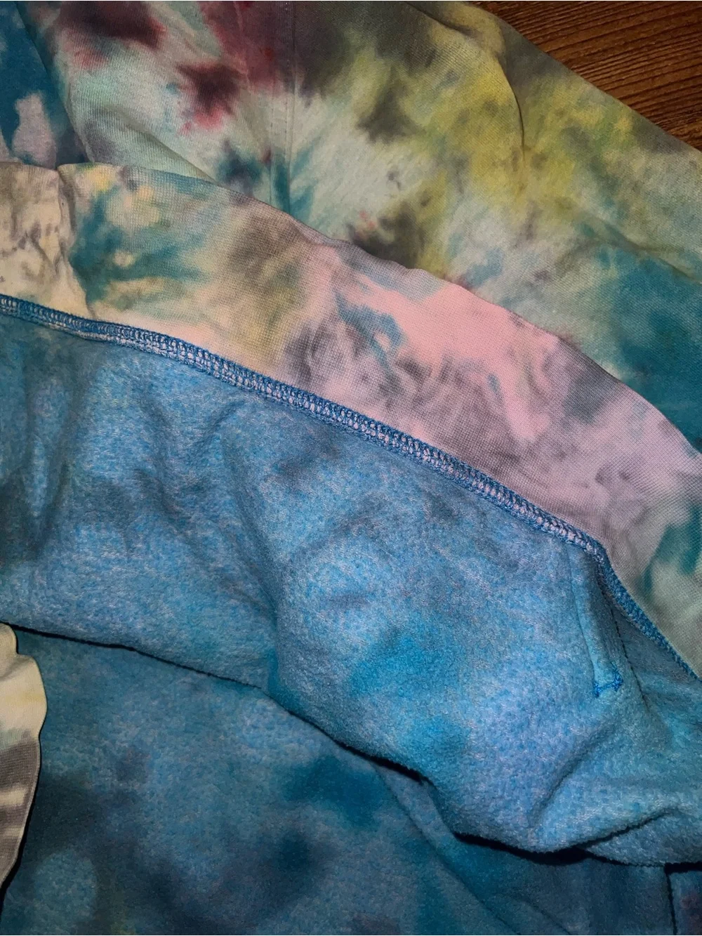 The North Face Blue Tie-Dye Retro Colorful Upcycled Graphic Hoodie Size XXL